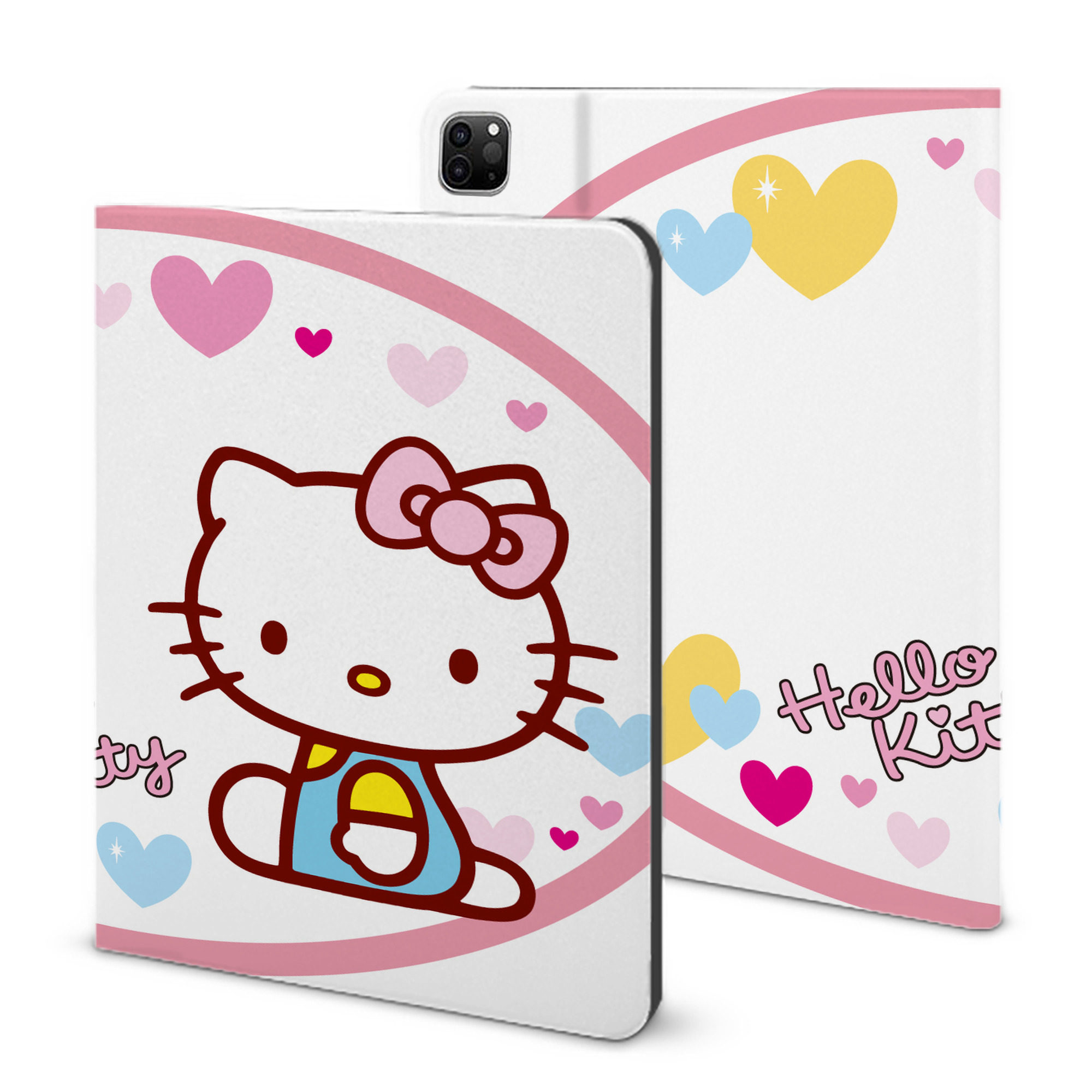 （画像用） Hello Kitty ハローキティ IPad ケース ブック型 PUレザー TPU 耐衝撃 軽量 薄型 ペン収納なし 全面保護 IPad 各モデル対応